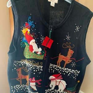 Christmas zip up vest